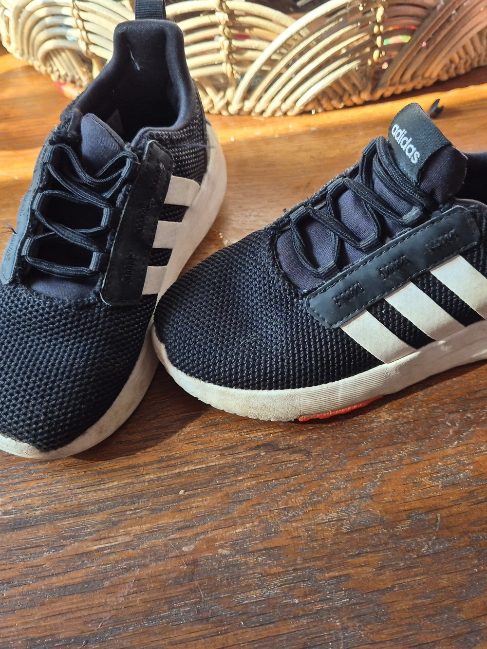 adidas Kids Black and White Slip-On Sneakers